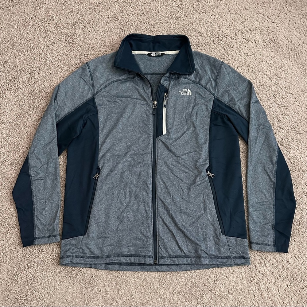 The North Face Full Zip Hiking Active Jacket Gray Navy Blue Mens XL